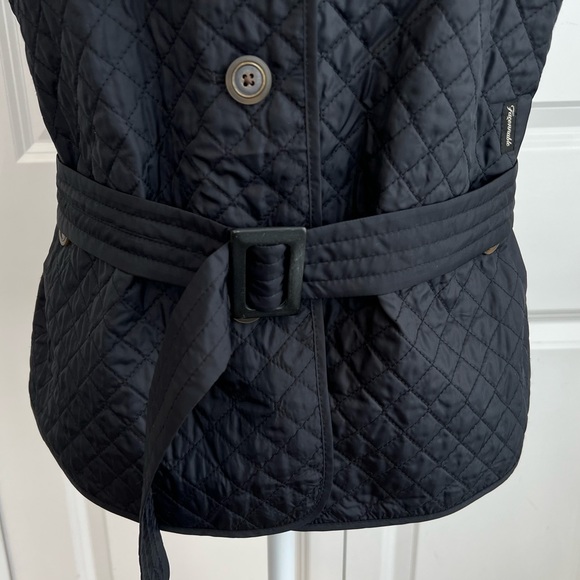 Faconnable Black Quilted Button Front Vest Belted NEW Lightweight Small Fall - Picture 3 of 13